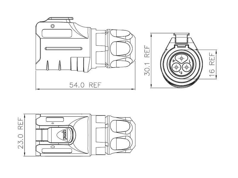 Lutronic Quicklock-Stecker Serie 2450 T09CBT, 4 polig Größe 16 IP67 gerade Ausführung mit Kunststoffgehäuse-2