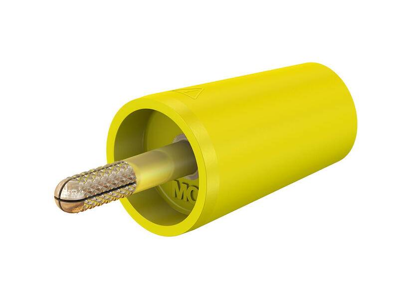 Stäubli A-SLK4 Adapter gelb 4 mm Stecker vergoldet auf 4 mm Buchse zum Festschrauben-0