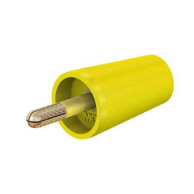 Stäubli A-SLK4 Adapter gelb 4 mm Stecker vergoldet auf 4 mm Buchse zum Festschrauben-0