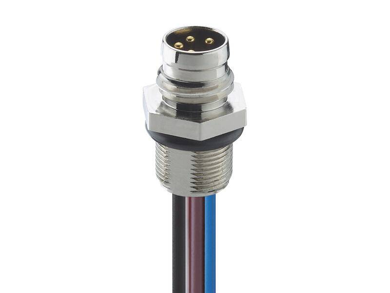 Lutronic 0830 03 T8CW 0,5m M8-Einbaustecker 3 polig mit Litzen 0,5 m-0