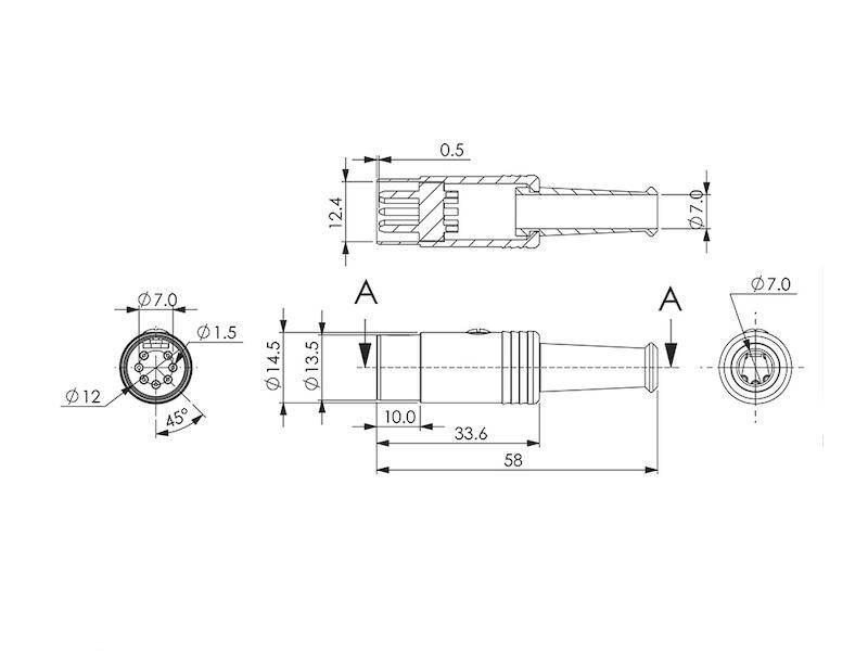Lumberg Connect DIN-Stecker 8 polig, gerade, geschirmt, mit Metallgehäuse, Knickschutz und Lötanschlüssen-2