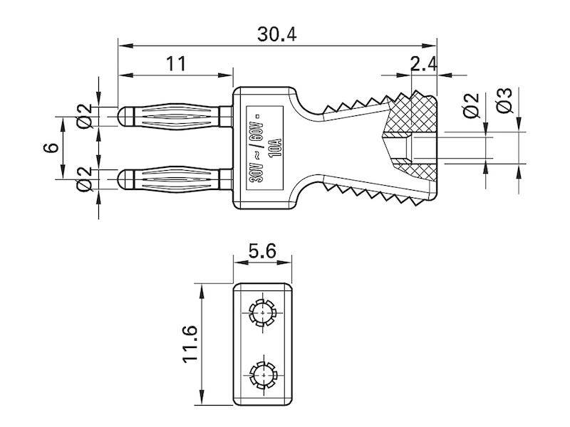 Stäubli KS2-6L/A Verbindungsstecker isoliert, Steckweite 6 mm, schwarz, vergoldet-1