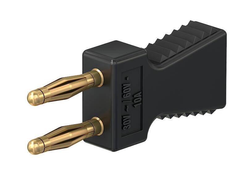 Stäubli KS2-6L/A Verbindungsstecker isoliert, Steckweite 6 mm, schwarz, vergoldet-0
