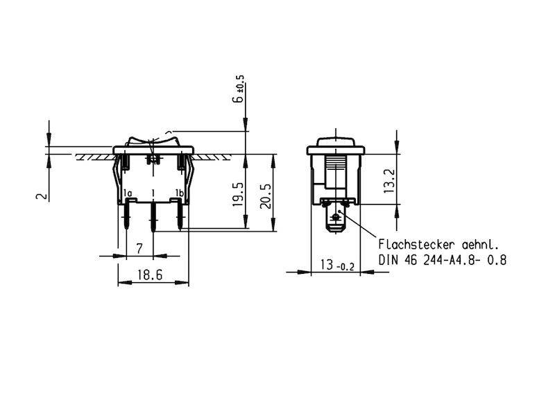 MARQUARDT Wippschalter Umschalter mit AUS-Stellung in der Mitte 6 A 250 Vac 1 polig-1