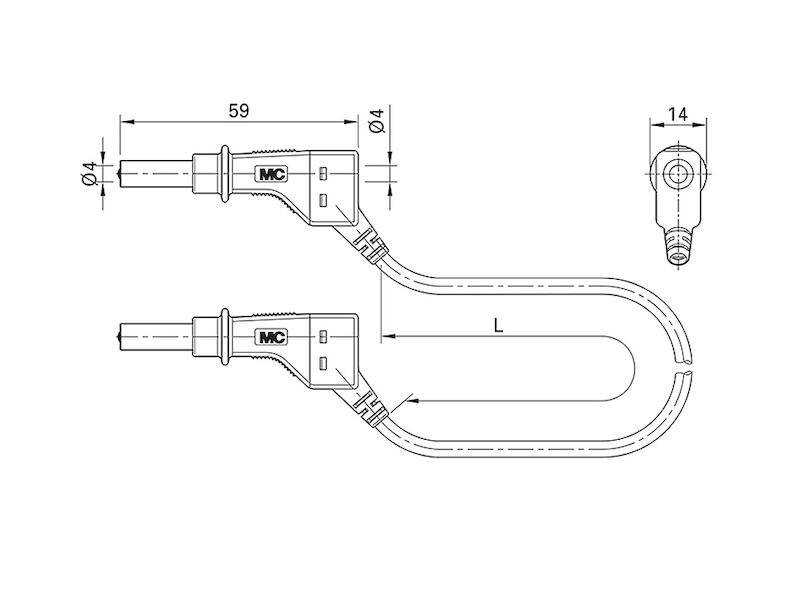 Stäubli XZG425 Verbindungsleitung 100 cm schwarz beidseitig mit stapelbarem 4 mm Lamellenstecker mit Schiebehülse-1