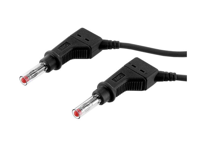 Stäubli XZG425 Verbindungsleitung 100 cm schwarz beidseitig mit stapelbarem 4 mm Lamellenstecker mit Schiebehülse-0