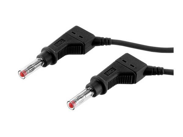 Stäubli XZG425 Verbindungsleitung 100 cm schwarz beidseitig mit stapelbarem 4 mm Lamellenstecker mit Schiebehülse