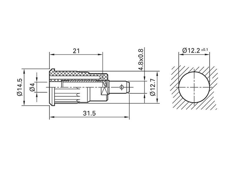Stäubli 4 mm Bananenbuchse Braun, Kontakt vergoldet, 1000V / 24A Press Fit-2
