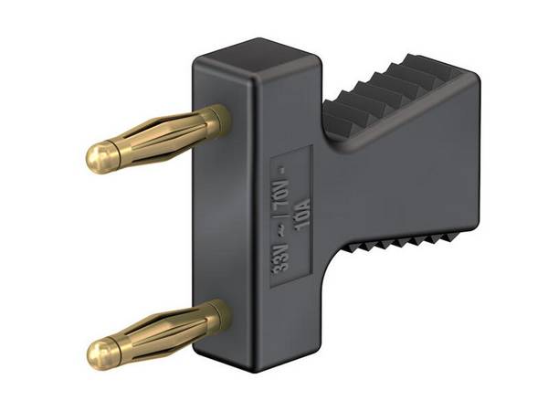 Stäubli KS2-12L/A Verbindungsstecker 2 mm schwarz vergoldet mit 2 mm Buchse im Griff