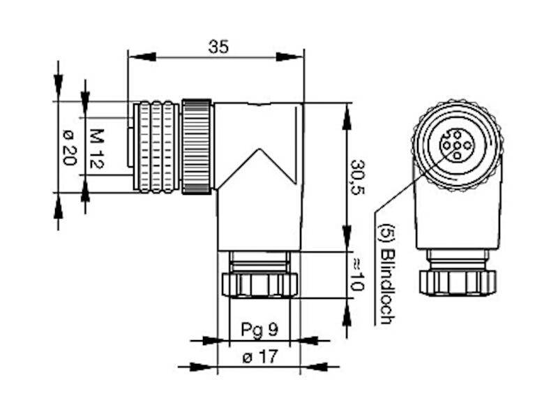 HIRSCHMANN ELWIKA 4012 PG9 M12 Leitungsdose 4 polig abgewinkelt-1