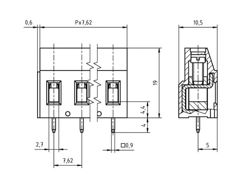 PTR Anschlussklemmen Schraubklemme Lift AKZ710, 3 polig Rastermaß 7,62 mm-1