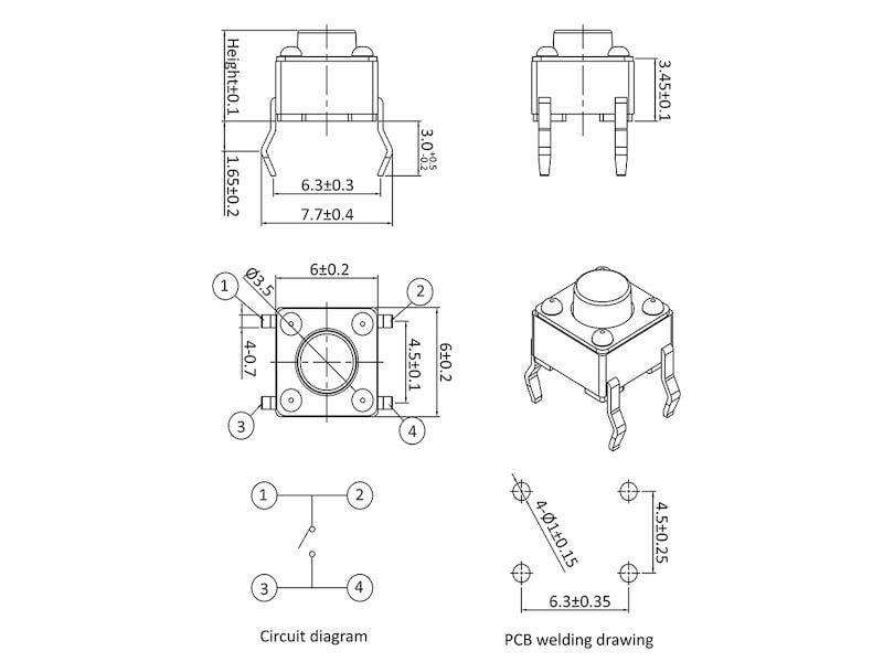 econ connect Leiterplattentaster 6,0 x 6,0 x 13,0 mm Snap-In print liegend Schließer 1 polig schwarz-1