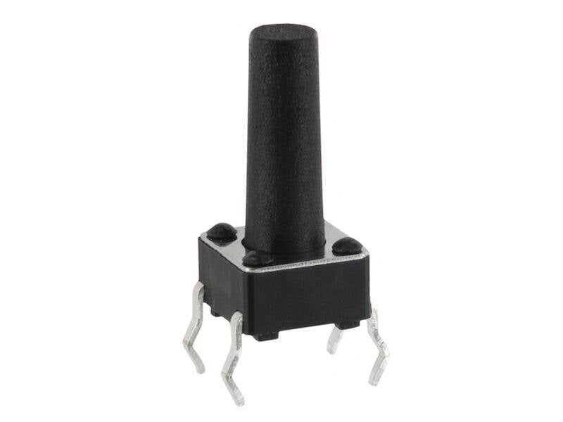 econ connect Leiterplattentaster 6,0 x 6,0 x 13,0 mm Snap-In print liegend Schließer 1 polig schwarz-0