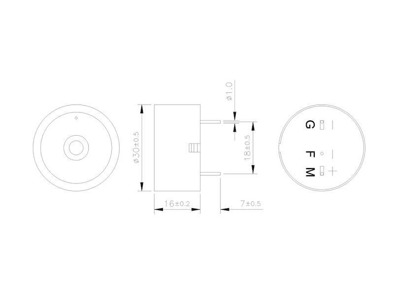HITPOINT Piezo-Signalgeber 30mm, 12V, 3,5kHz, 90dB, Printanschluss-2