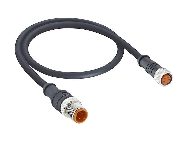 Lutronic 1210 0800 03 300 0,6m Sensorleitung M12-Stecker gerade auf M8-Kupplung gerade 3 polig 0,6 m PUR schwarz-0