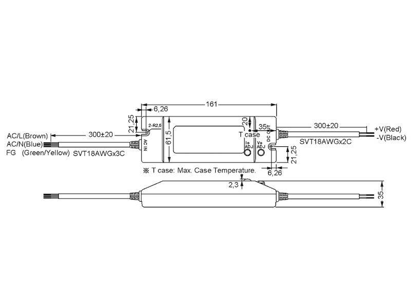 MEAN WELL HLN-60H-36A LED-Treiber, LED-Trafo Konstantspannung, Konstantstrom 61 W 1.7 A 21.6 - 36 V/DC dimmbar, PFC-Scha-2