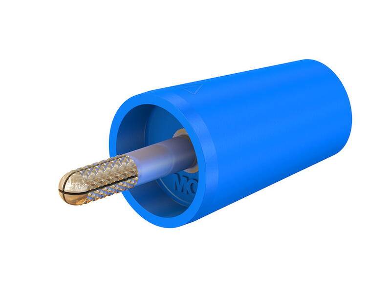 Stäubli A-SLK4 Adapter blau 4 mm Stecker vergoldet auf 4 mm Buchse zum Festschrauben-0