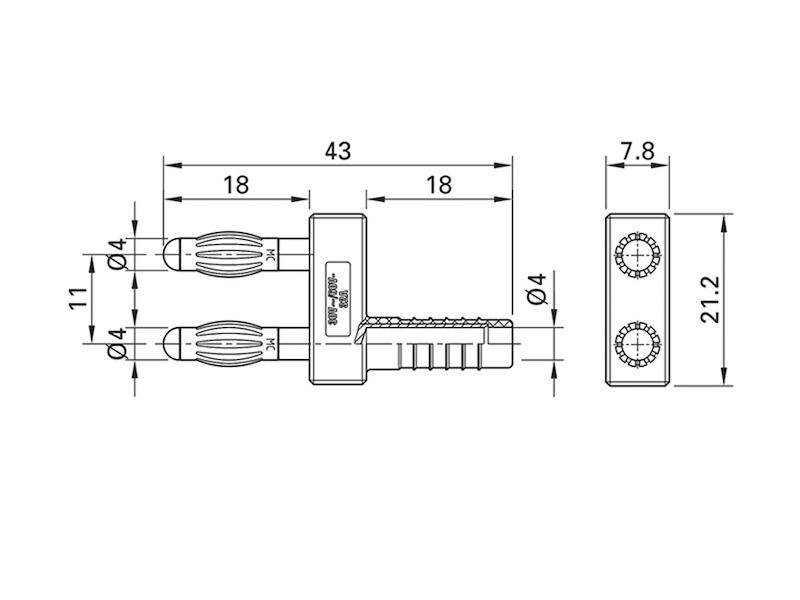 Stäubli KS4-11L/1A/A Verbindungsstecker 4 mm schwarz mit Buchse 4 mm-1