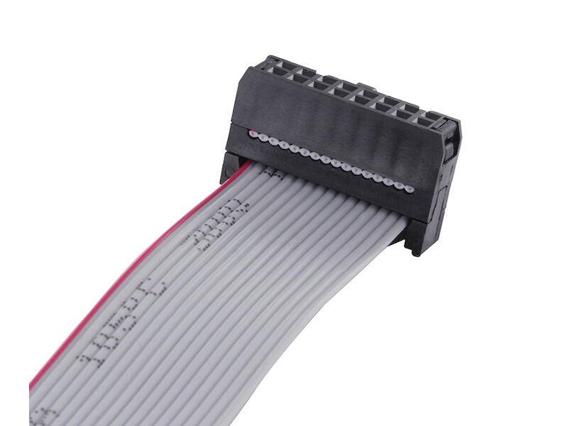 econ connect Flachbandkabel Rastermaß 1,27 mm konfektioniert mit IDC-Verbinder 30 polig schwarz 300 mm inklusive Zugentl-2