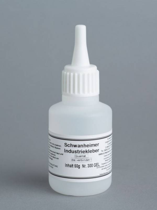 Schwanheimer Industriekleber GEL Viskosität Nr. 300, mittelviskos, 1-Komponenten CA-Klebstoff, 50g
