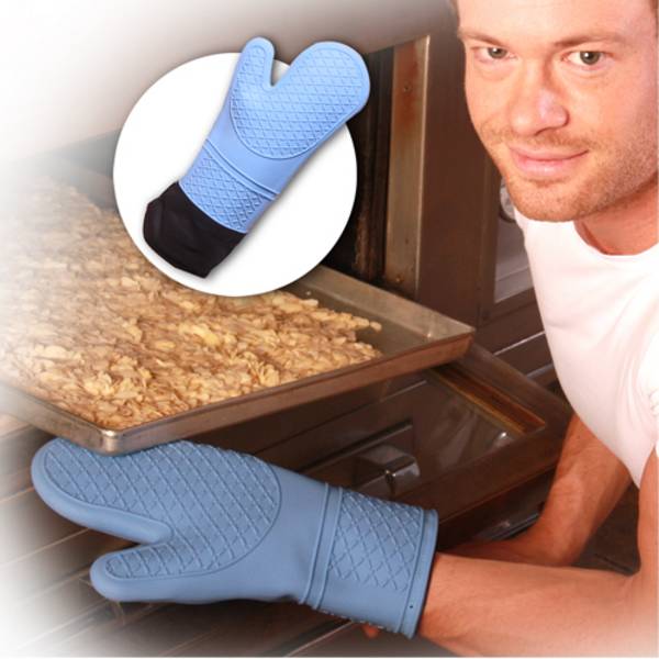 Hitzeschutzhandschuh HEATTEC, aus Silikon, ohne Stulpe, Größe UNI, Blau, 2 Stück