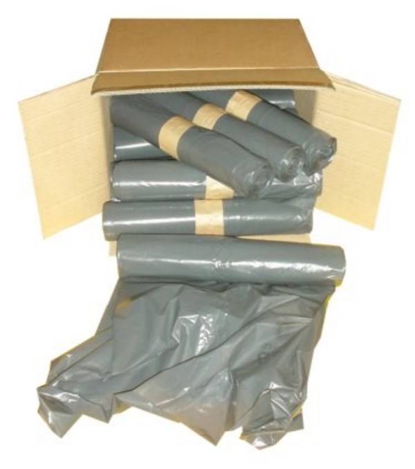 HDPE-Seitenfalten-Müllsäcke,grau,Regenerat,EXTRA GROSS,630+520x1500mm,23my,240L,1 Karton=250Stück