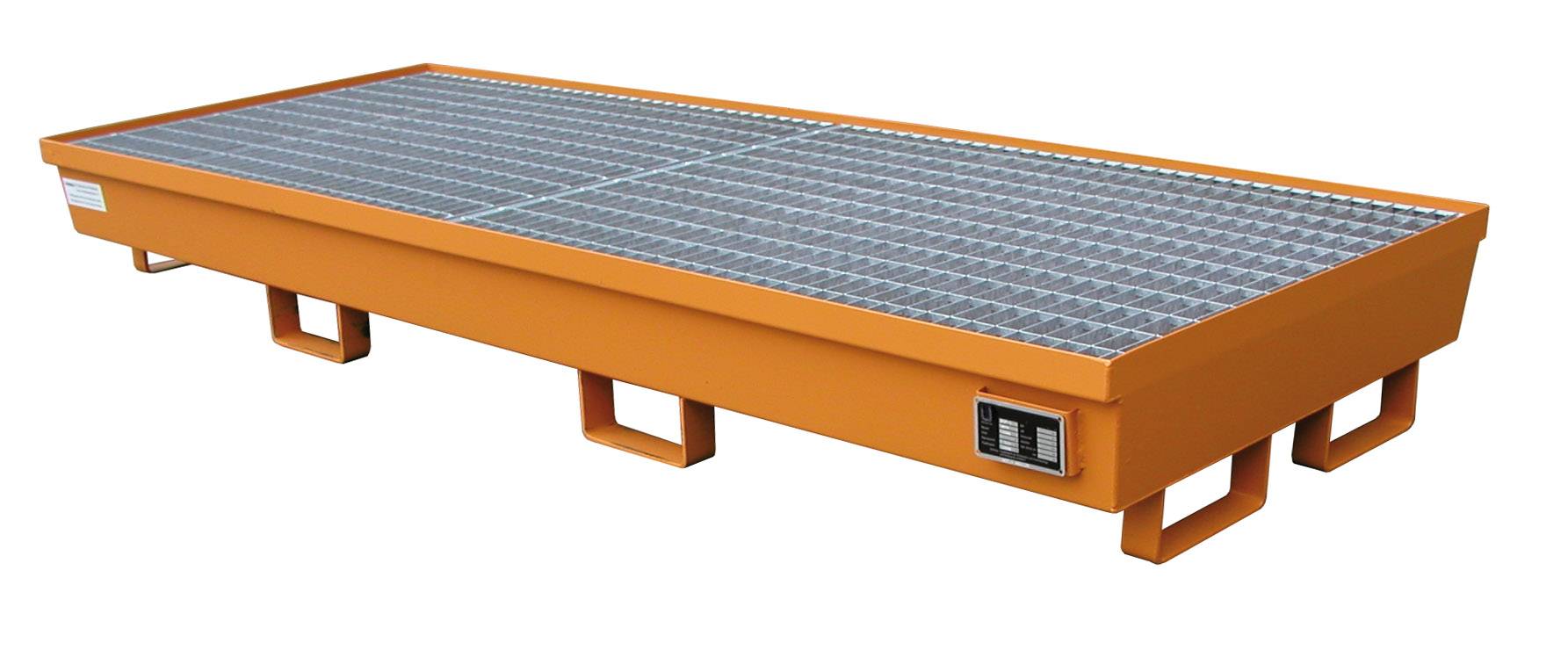 Auffangwanne aus Stahl mit verz. Gitterrost, Typ AM-4B, 1200x800x285mm, Volumen 312 l, Blau-0