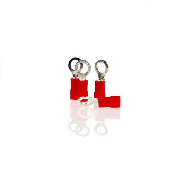 alca® Ring-Kabelschuhe rot 5,3mm, 10 Stk. 0,5-1,5 mm², M5 teilisoliert Isolierhülse besteht aus Vinyl