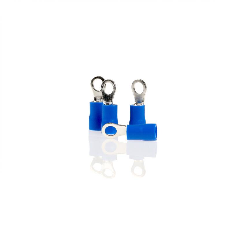 alca® Ring-Kabelschuhe blau 4,3mm, 10 Stk. 1,5-2,5mm², M4 teilisoliert Isolierhülse besteht aus Vinyl-0