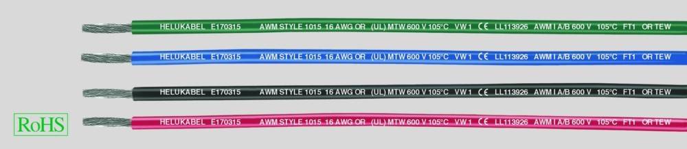500 Mtr. Diverse HEL UL-Style 1015 AWG 6 UL-Style-0