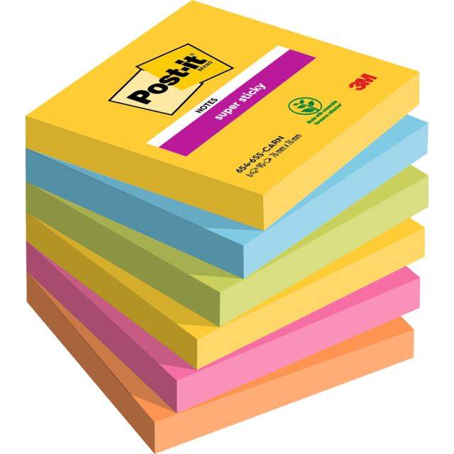 Post-it Haftnotiz Super Sticky 6546SR 76x76mm sort. 6 St./Pack.-4