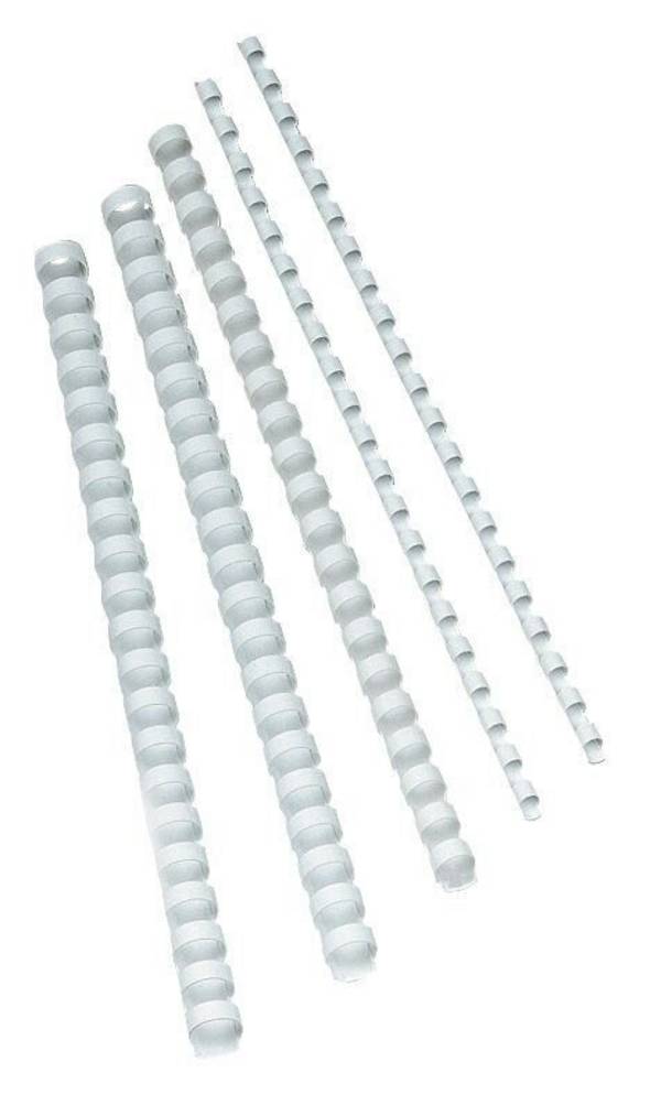 Plastik-Binderücken, 14 mm, für 105 Blatt, weiß, 100
