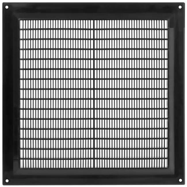 Lüftungsgitter Kunststoff (rechteckig mit Grill) 250x250 Schwarz - VR2525M-0