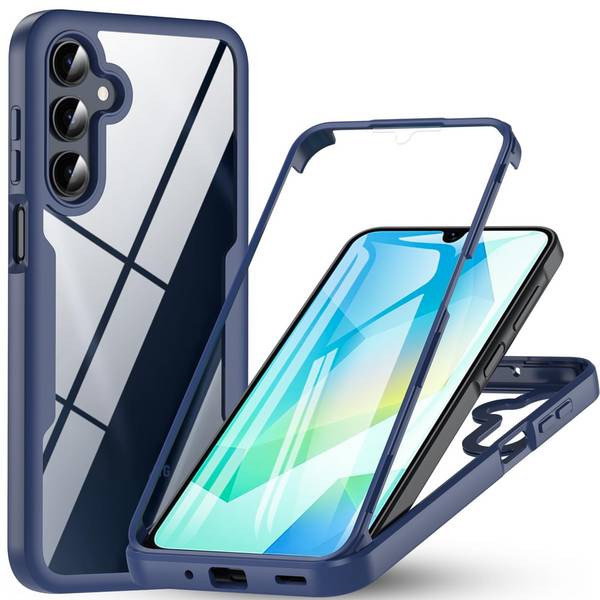 Für Samsung Galaxy A16 Full Cover 360 Acrylic Hybrid TPU Schutz Hülle Dunkelblau