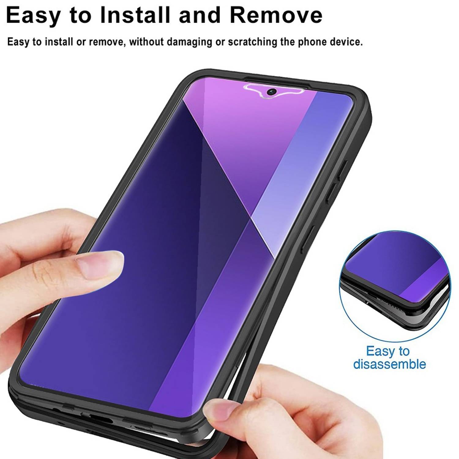 Für Samsung Galaxy A16 Full Cover 360 Acrylic Hybrid TPU Schutz Hülle Dunkelblau-1