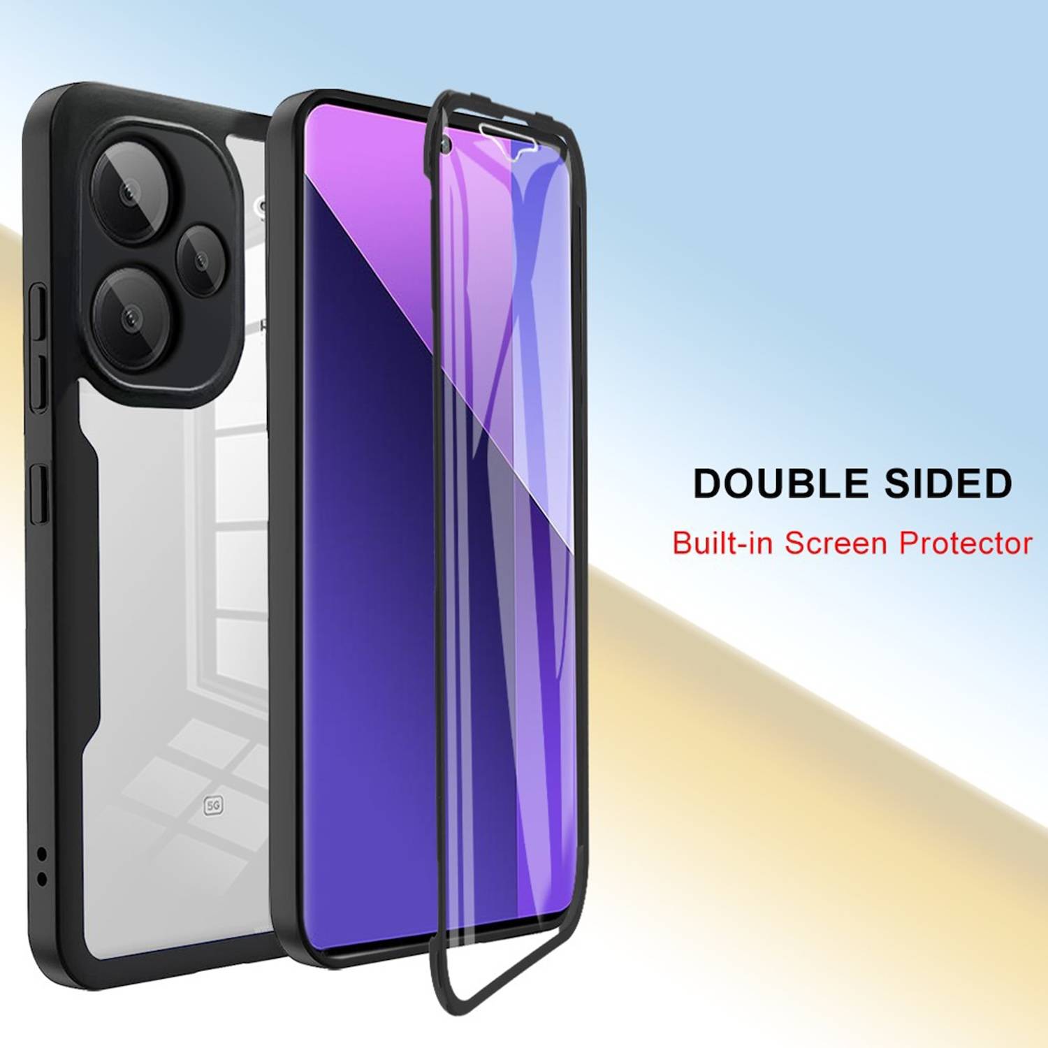 Für Samsung Galaxy A16 Full Cover 360 Acrylic Hybrid TPU Schutz Hülle Dunkelblau-3