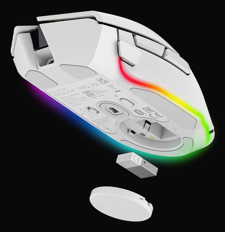 Razer Basilisk V3 pro 35K - Maus - ergonomisch - Für Rechtshänder - optisch - 11 Tasten - kabellos, kabelgebunden - Blue-3