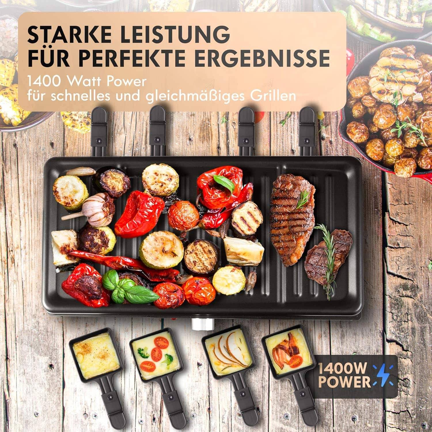 Symbolbild für Clatronic Raclette-Grill RG 3757 schwarz, 8 Pfännchen, antihaftbeschichtet