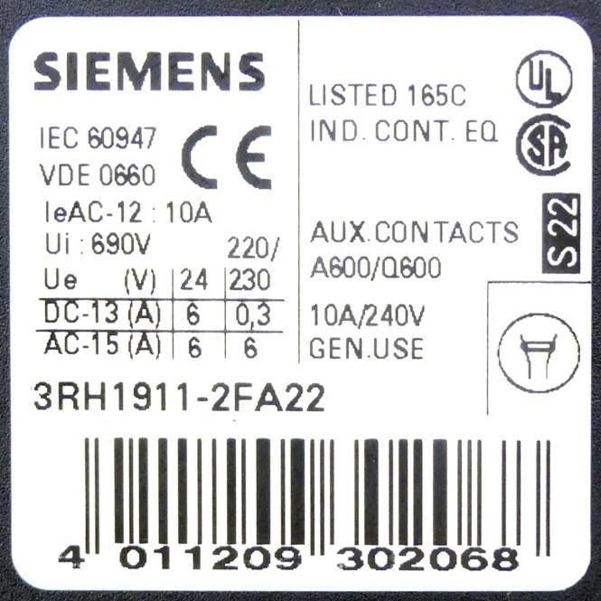 Siemens SIEMENS 3RH1911-2FA22 SIEMENS 3RH1911-2FA22-1