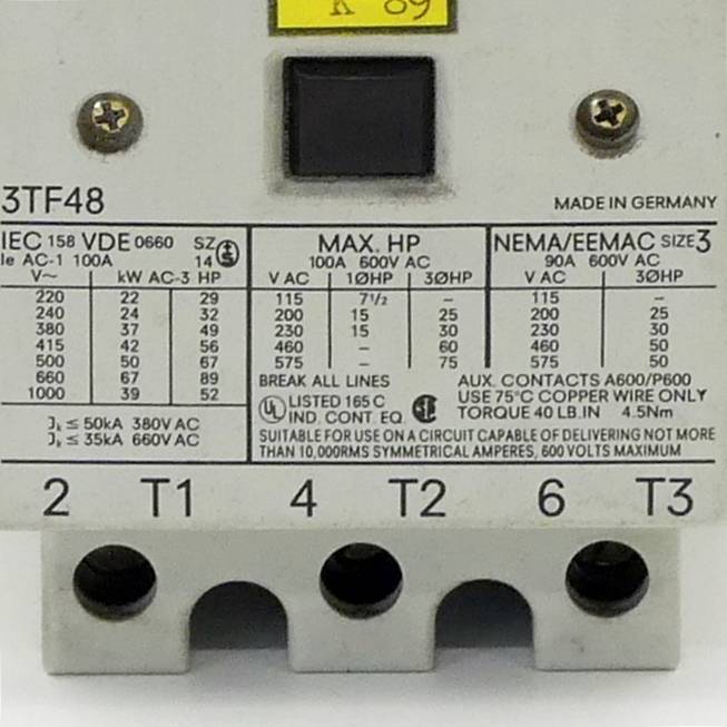 Siemens SIEMENS 3TF4822-0AP0 SIEMENS 3TF4822-0AP0 MOTOR PROTECTION SWITCH-1