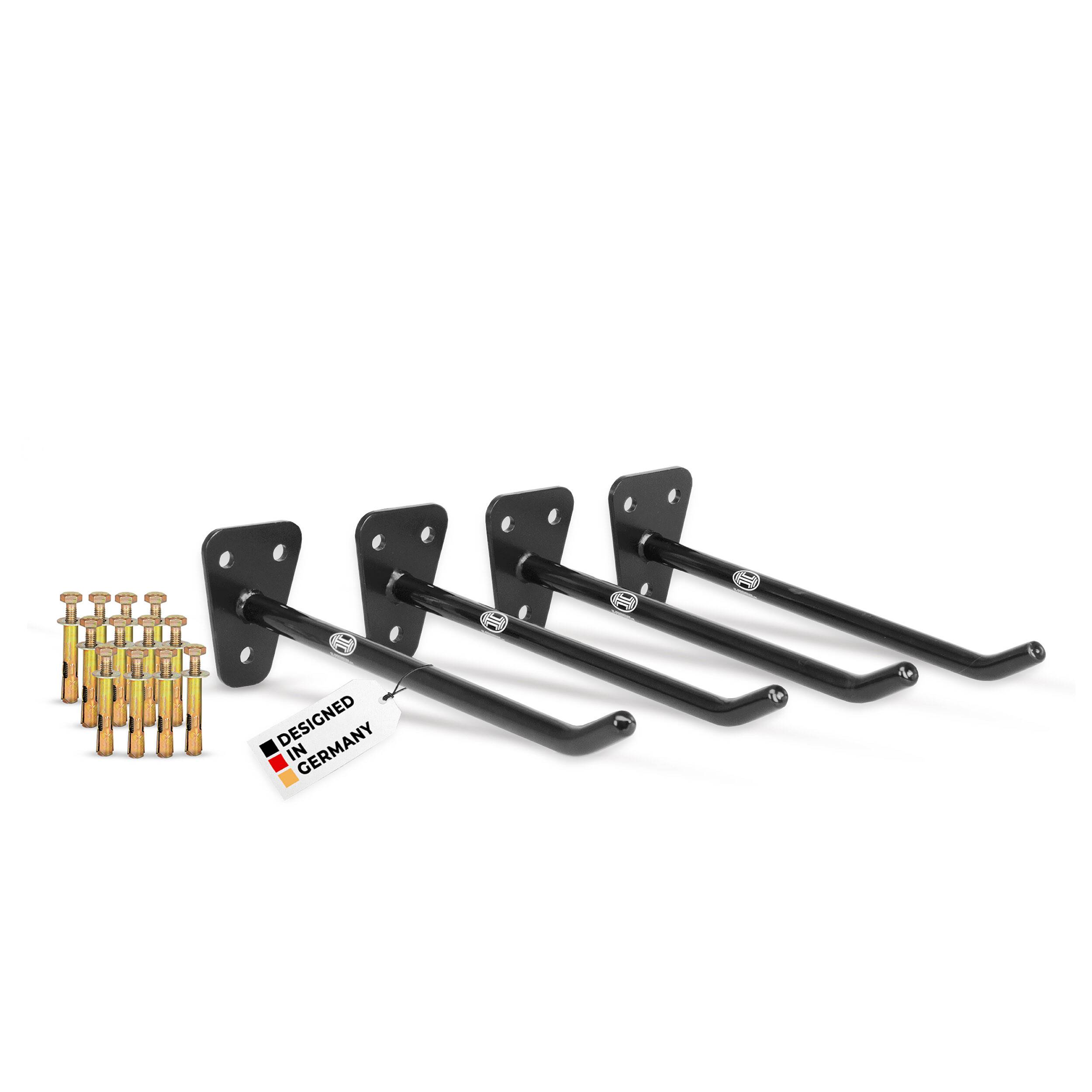 HEYNER® Reifenhalter Wandhalterung für Felgen aus massivem Stahl 4er Set Inklusive 12 Sechskant-Expansionsschrauben,-0