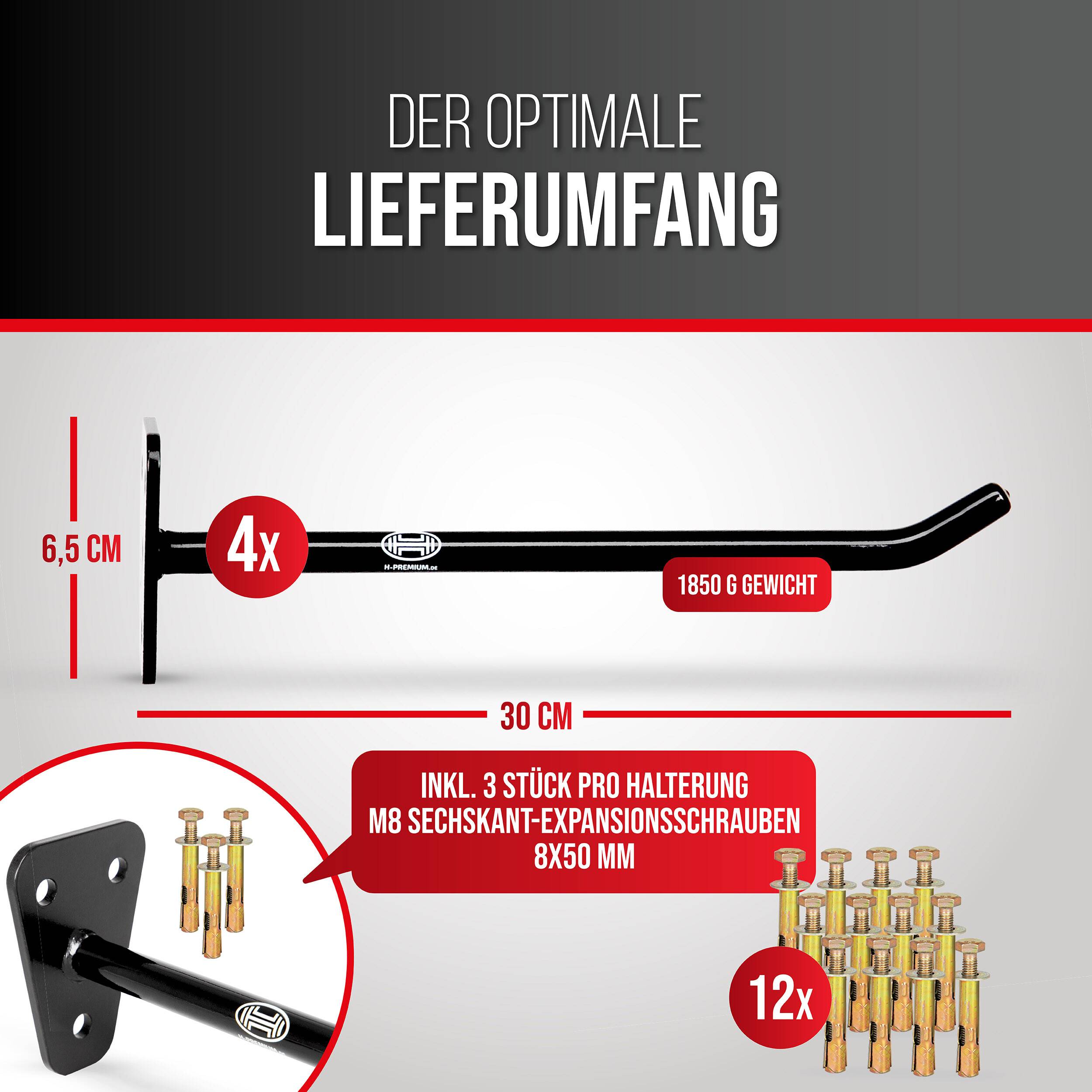 HEYNER® Reifenhalter Wandhalterung für Felgen aus massivem Stahl 4er Set Inklusive 12 Sechskant-Expansionsschrauben,-2