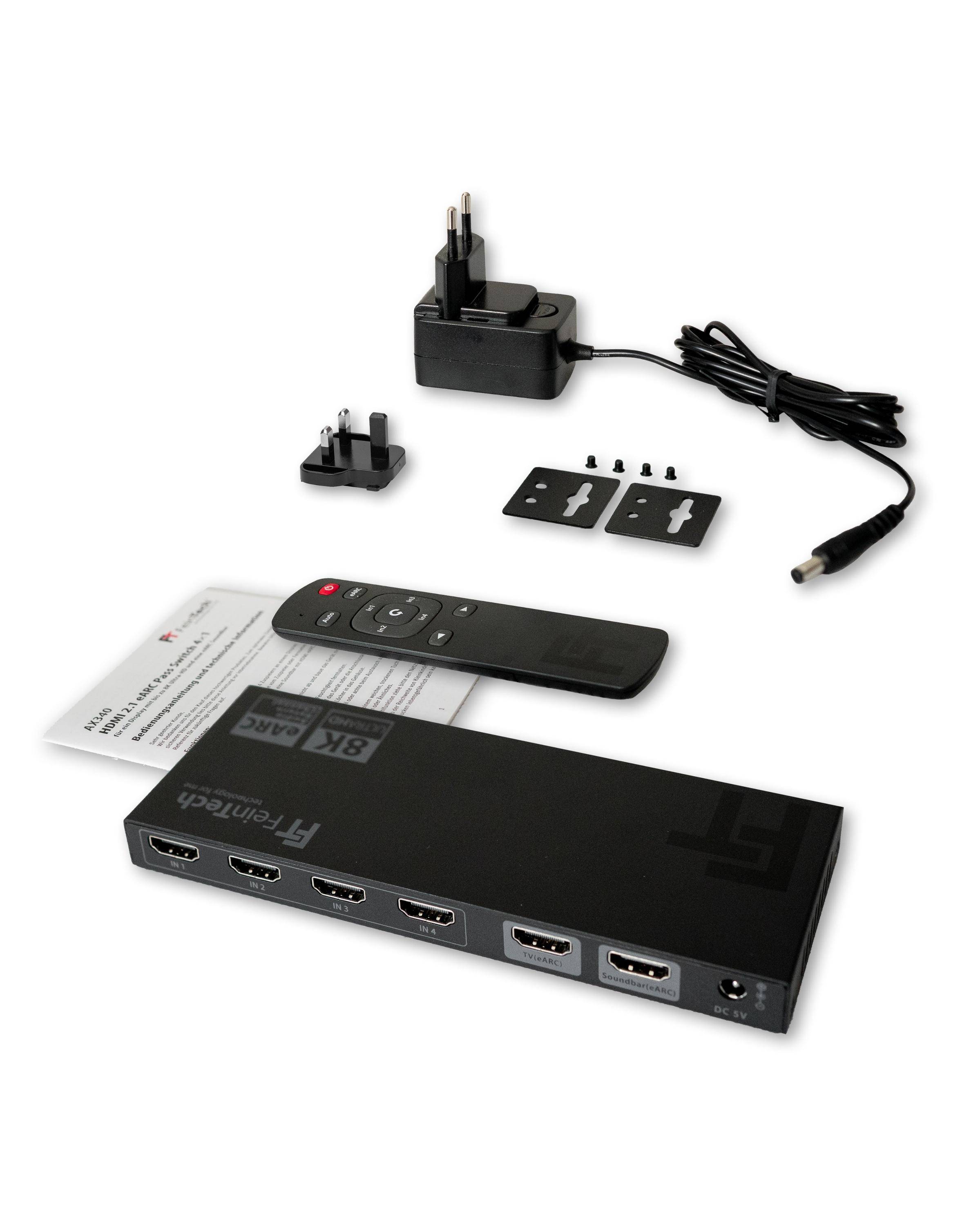 FeinTech AX340 HDMI 2.1 eARC Pass Switch 4 In 1 Out + eARC-Soundbar-1