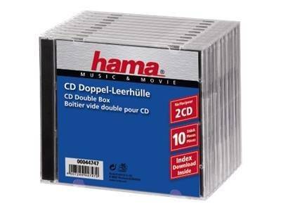 Hama CD Double Jewel Case Standard - Behälter CD-Aufbewahrung - Kapazität: 2 CD - durchsichtig (Packung mit 10)-0