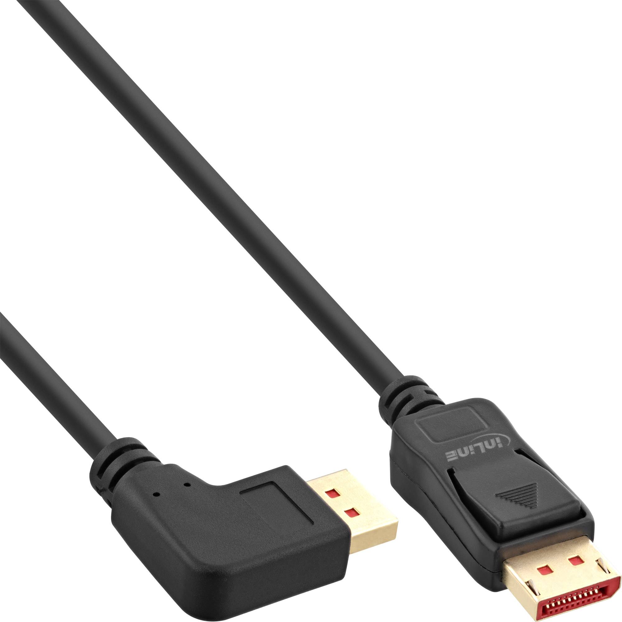 InLine® DisplayPort 1.4 Kabel, 8K4K, links gewinkelt, schwarz/gold, 2m-0