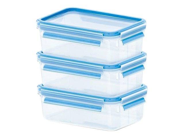 Groupe SEB EMSA CLIP & CLOSE - Lebensmittelbehälter - 0.55 L - Blau, durchsichtig (Packung mit 3)-0