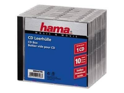 Hama Behälter CD-Aufbewahrung - Kapazität: 1 CD - Schwarz, durchsichtig (Packung mit 10)-0