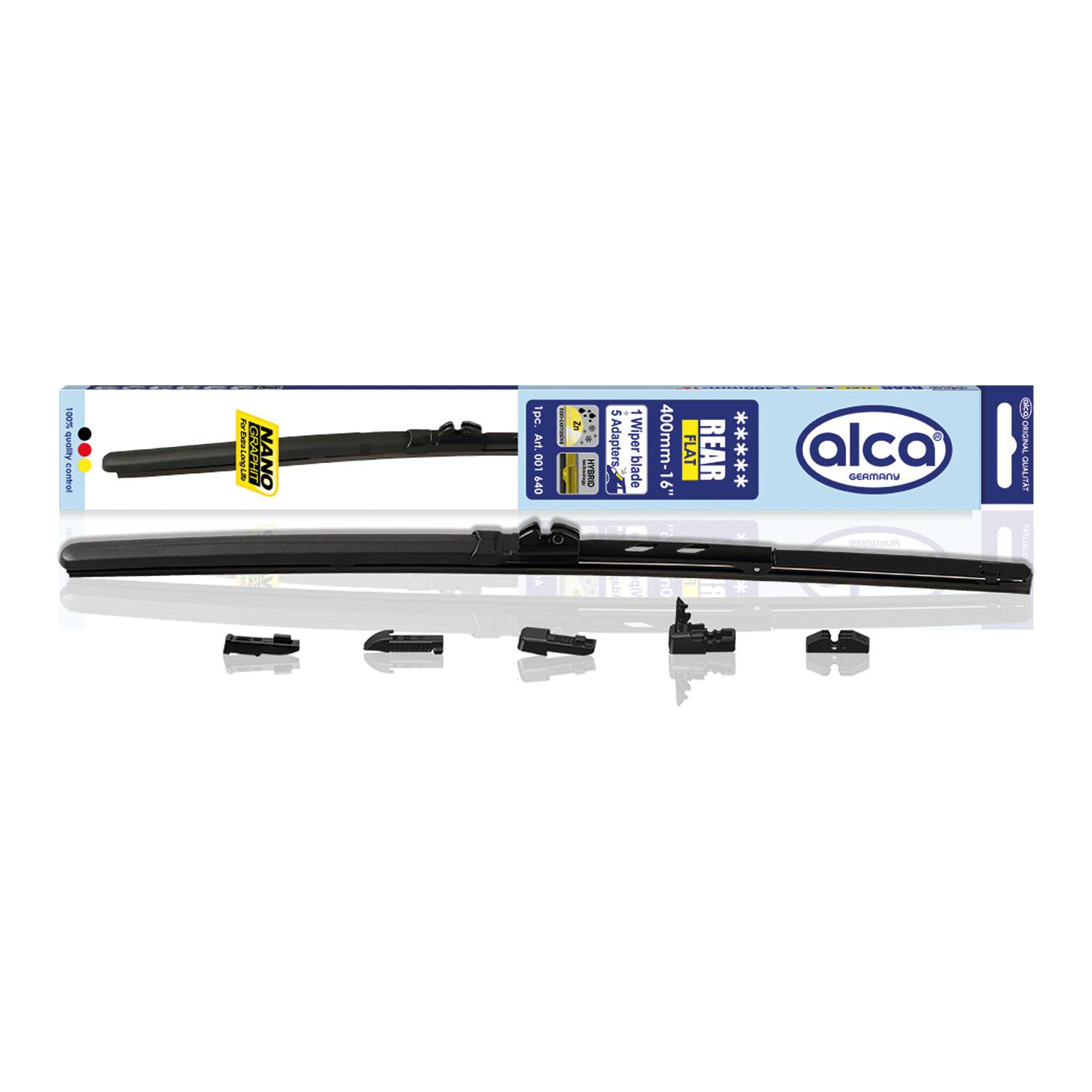 alca® Heckwischerblatt REAR FLAT 16 Zoll / 400 mm mit Adapter Aerodynamischer Flachbalken-Heckwischer mit-0