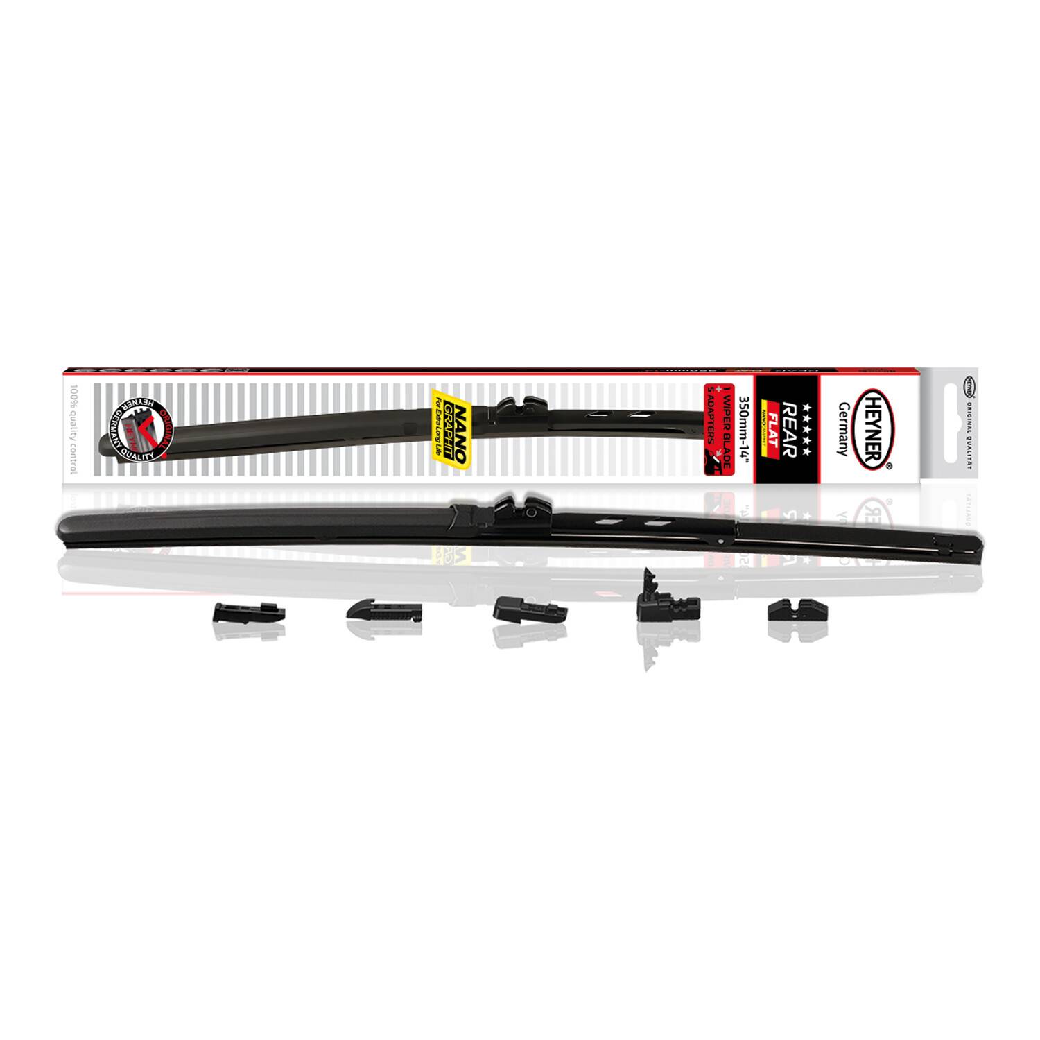 HEYNER® Heckwischerblatt REAR FLAT 14 Zoll / 350 mm mit Adapter Set Aerodynamischer Flachbalken-Heckwischer mit-0