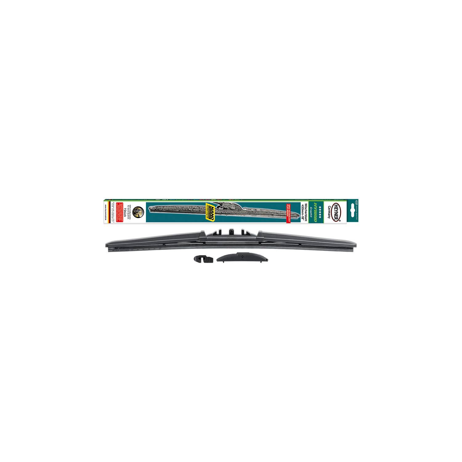 HEYNER® Wischerblatt HYBRID 450 mm Allwetter Scheibenwischer mit Spoiler kombiniert Flachbalkenwischer und-0